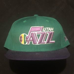 Utah Jazz SZ 8 Hat Fitted Throwback Retro Vintage NBA Green/Purple New Era 5950